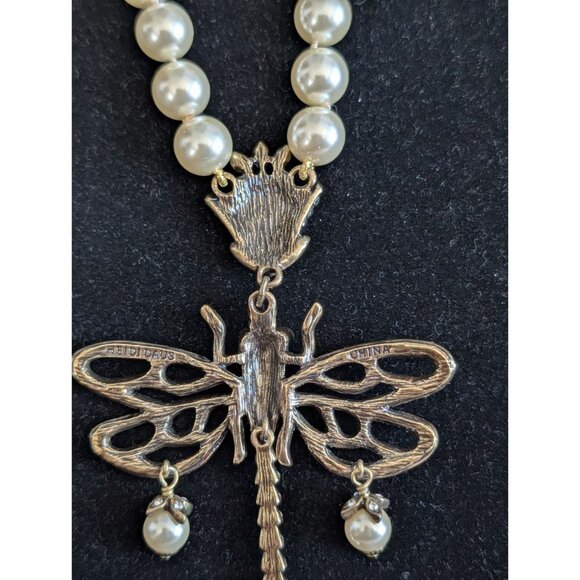 Heidi Daus Pearl Rhinestone Dragonfly Pendant Necklace - Picture 8 of 15